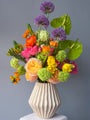 Vase Arrangement “Dopamine” - roses, ranunculuses, anthuriums, seasonal flowers, vase included - All Me Flowers