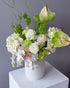 Vase Arrangement "Meadow" - french roses, anthuriums, orchids, seasonal flowers, vase included - All Me Flowers