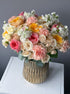 Vase Arrangement “Pastel Bloom” - garden roses, ranunculuses, seasonal flowers, vase included - All Me Flowers