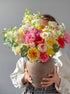 Vase Arrangement “Pastel Bloom” - garden roses, ranunculuses, seasonal flowers, vase included - All Me Flowers