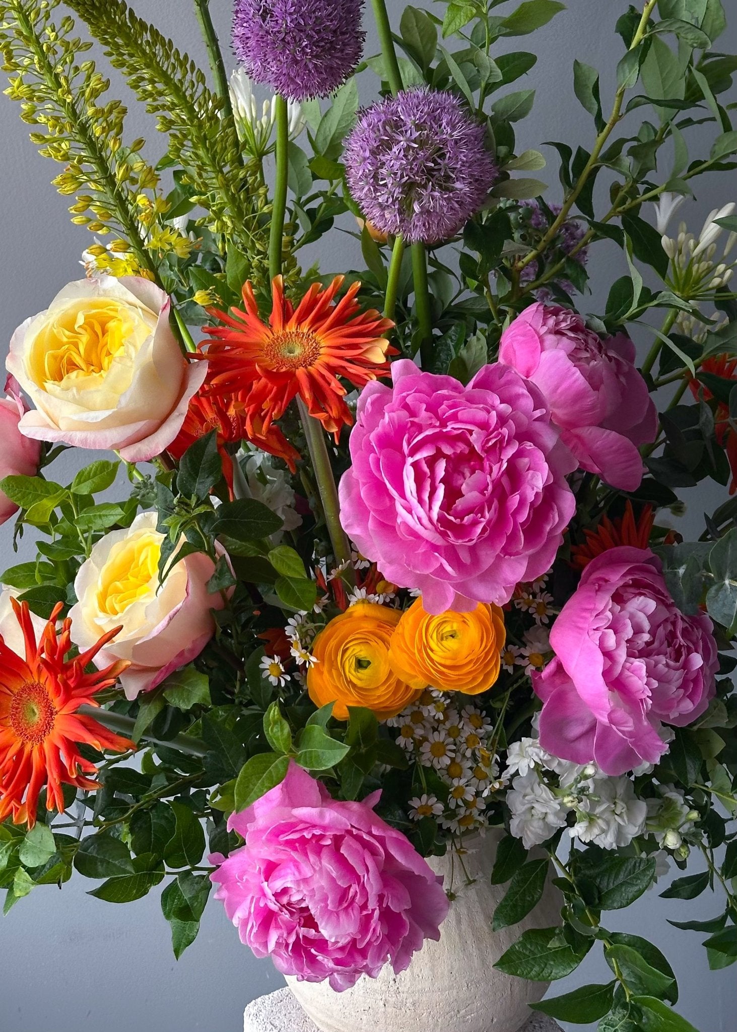 Vase Arrangement “Spring Sonata” - peonies, garden roses, seasonal flowers, vase included - All Me Flowers