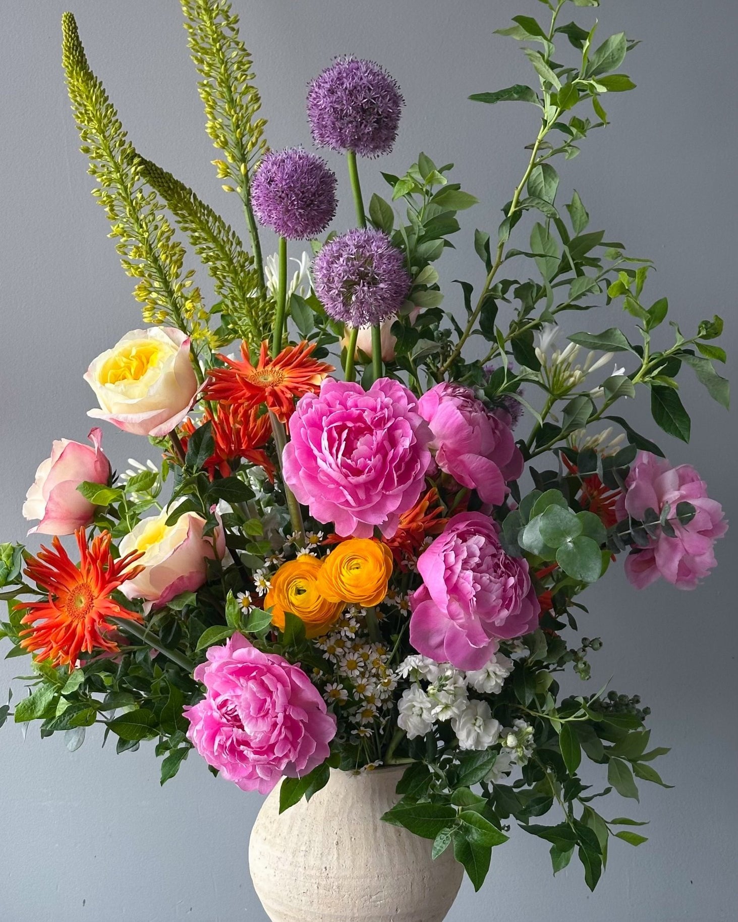 Vase Arrangement “Spring Sonata” - peonies, garden roses, seasonal flowers, vase included - All Me Flowers