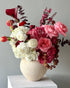 Vase Arrangement “Velour” – red roses, hydrangeas, seasonal flowers - All Me Flowers