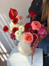 Vase Arrangement “Velour” – red roses, hydrangeas, seasonal flowers - All Me Flowers