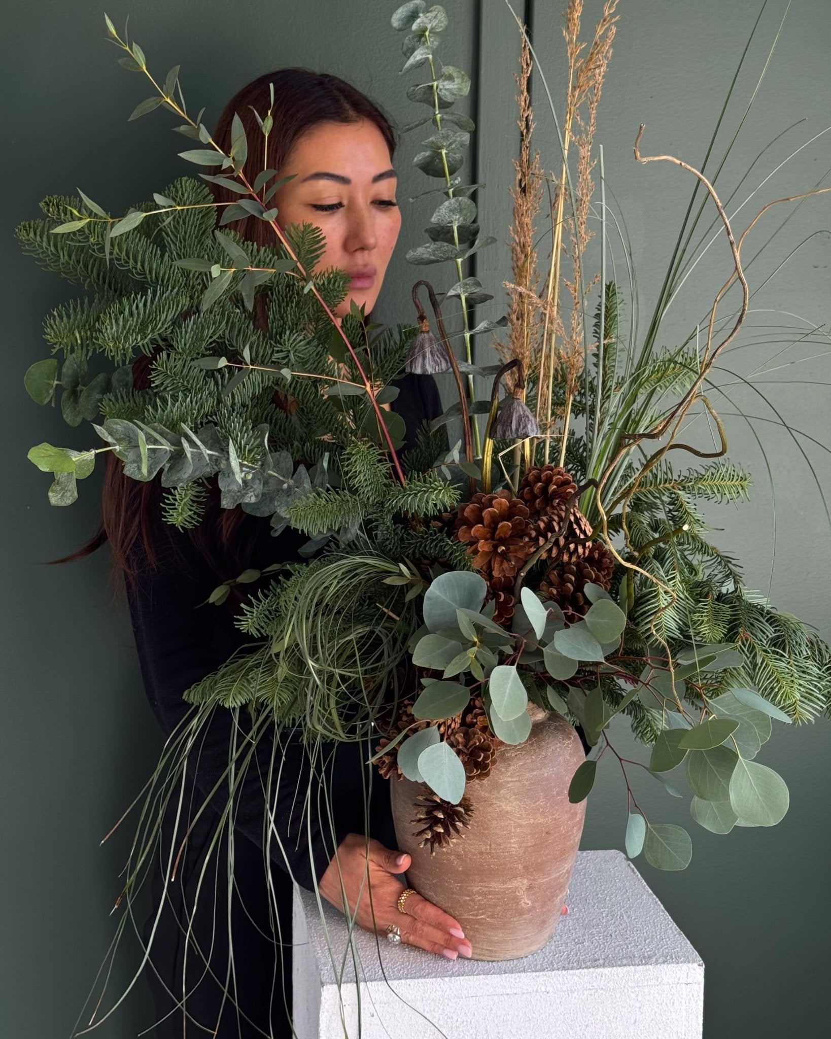 Vase Arrangement “Woodland” – seasonal mix, vase included - All Me Flowers