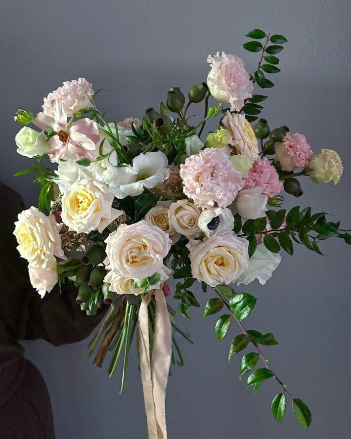 Wedding Bouquet “Grace” - roses, greens, seasonal flowers - All Me Flowers