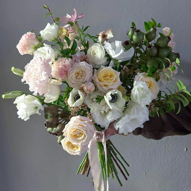 Wedding Bouquet “Grace” - roses, greens, seasonal flowers - All Me Flowers