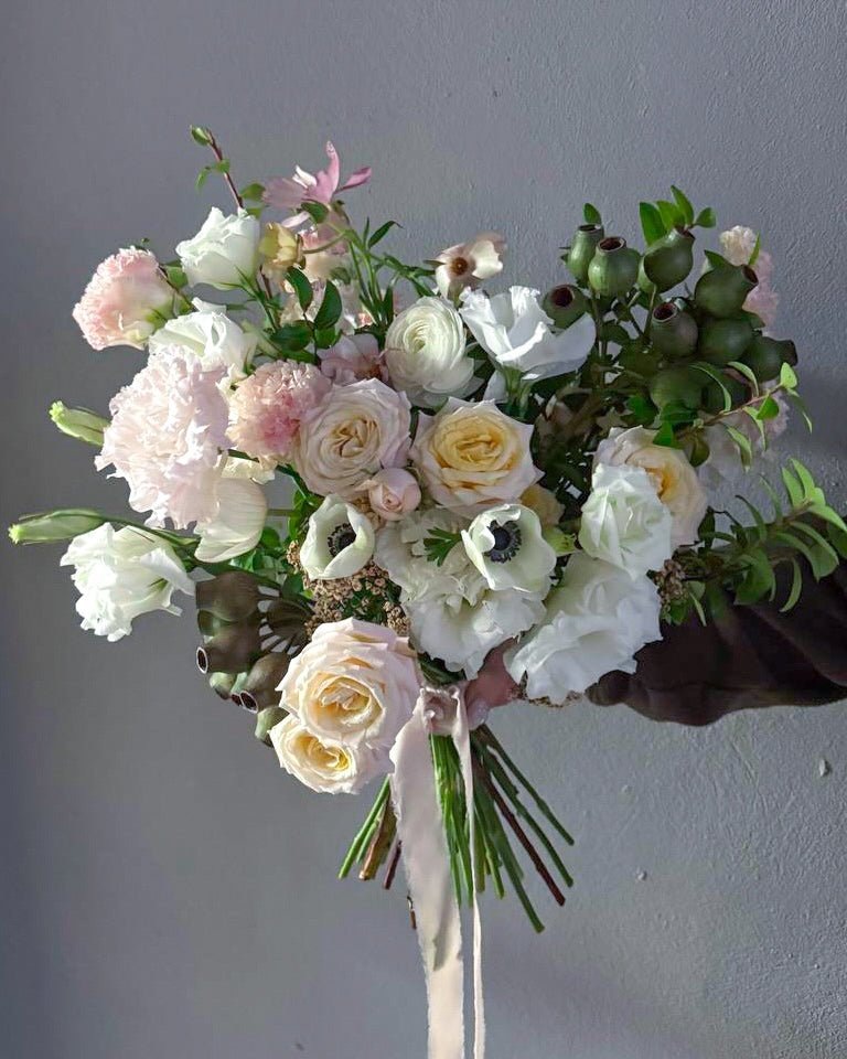Wedding Bouquet “Grace” - roses, greens, seasonal flowers - All Me Flowers