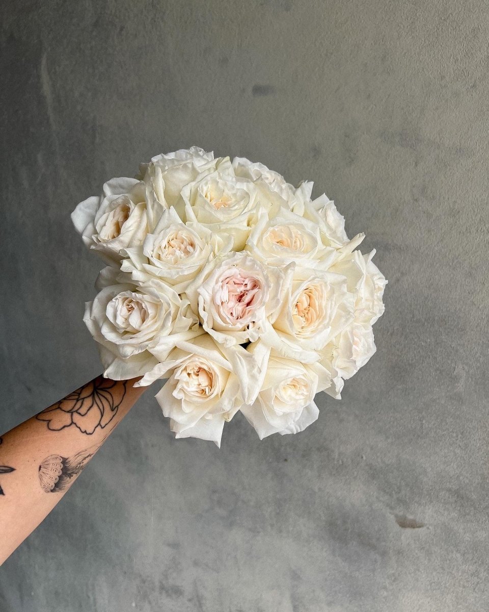 Wedding Bouquet “Poème” - white o'hara roses - All Me Flowers