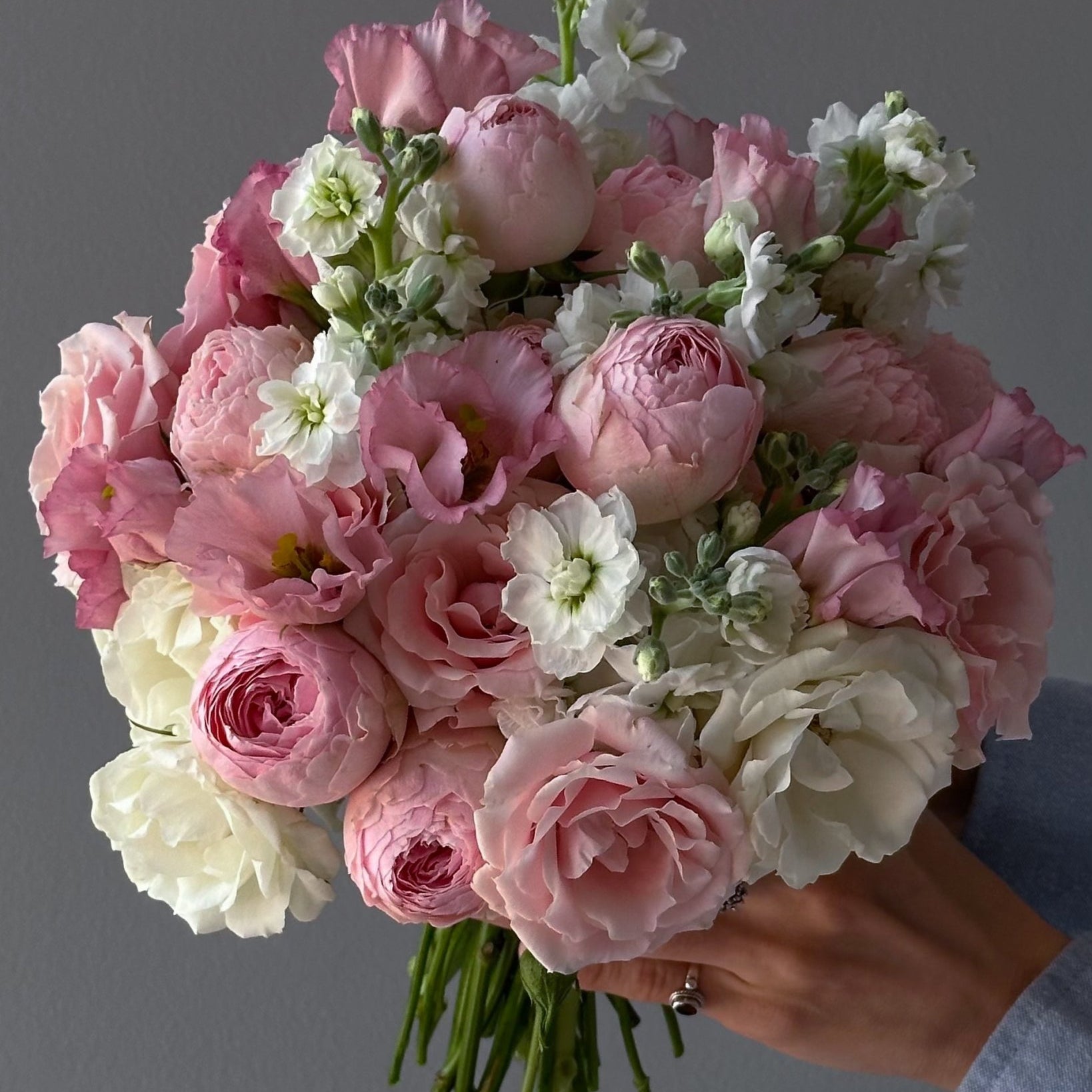 Wedding Bouquet “Rosé” - roses, lisianthus, seasonal flowers - All Me Flowers