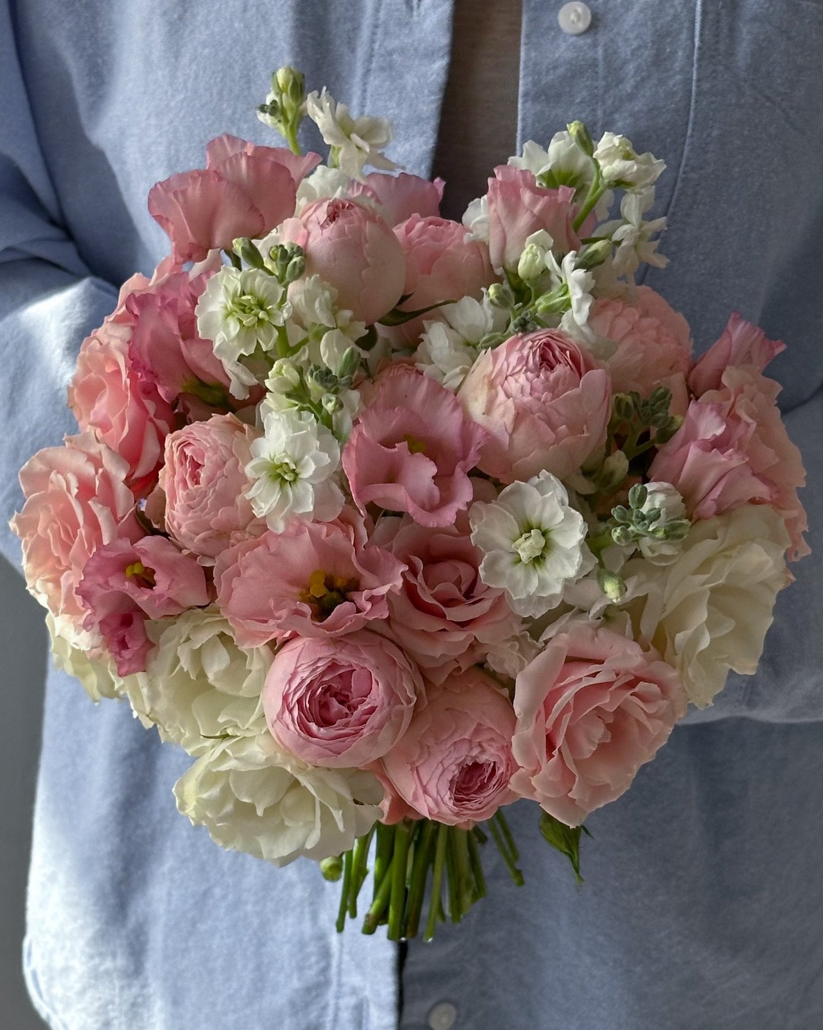 Wedding Bouquet “Rosé” - roses, lisianthus, seasonal flowers - All Me Flowers