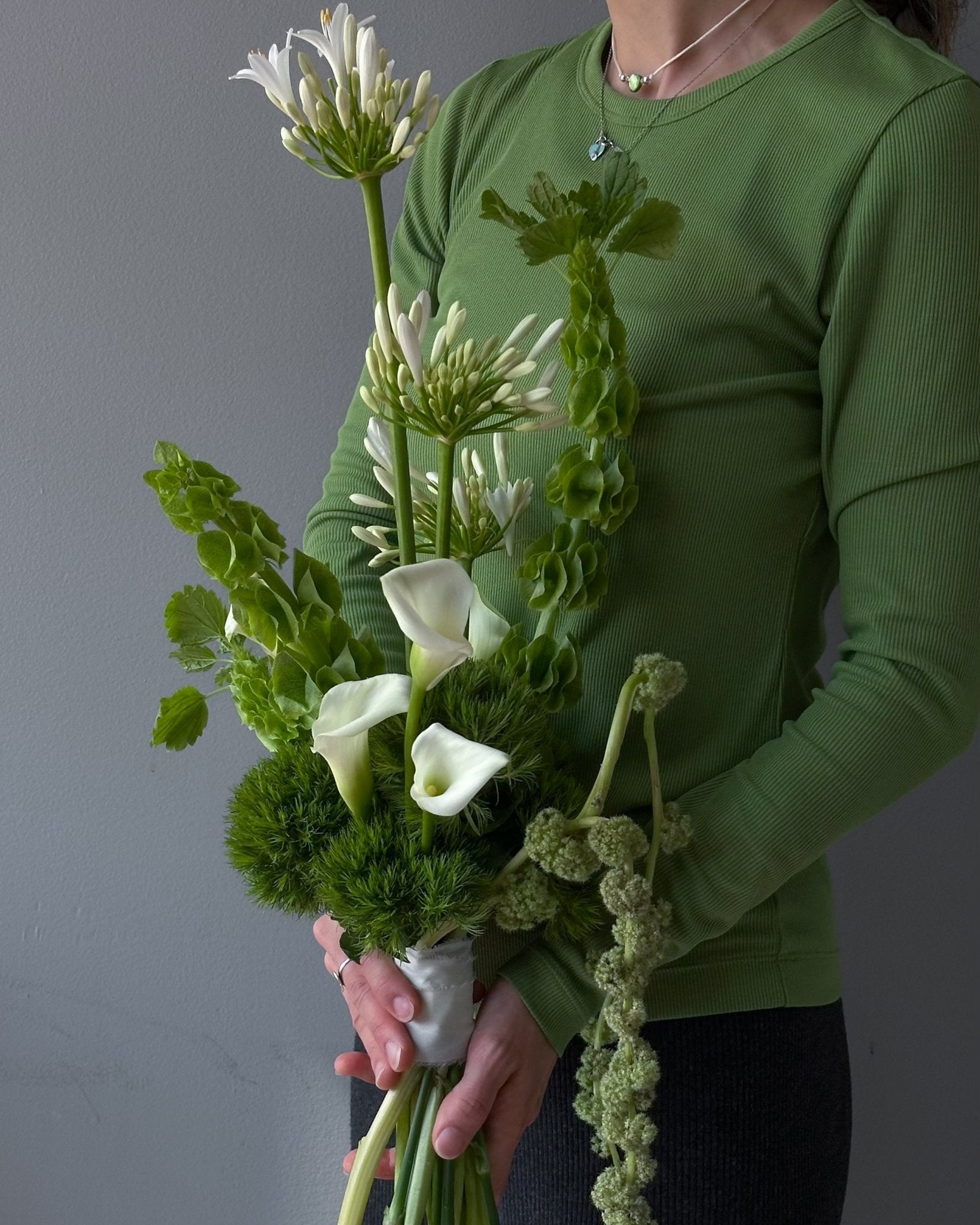 Wedding Bouquet “Verdant” - calla lilies, agapanthus, green blooms - All Me Flowers
