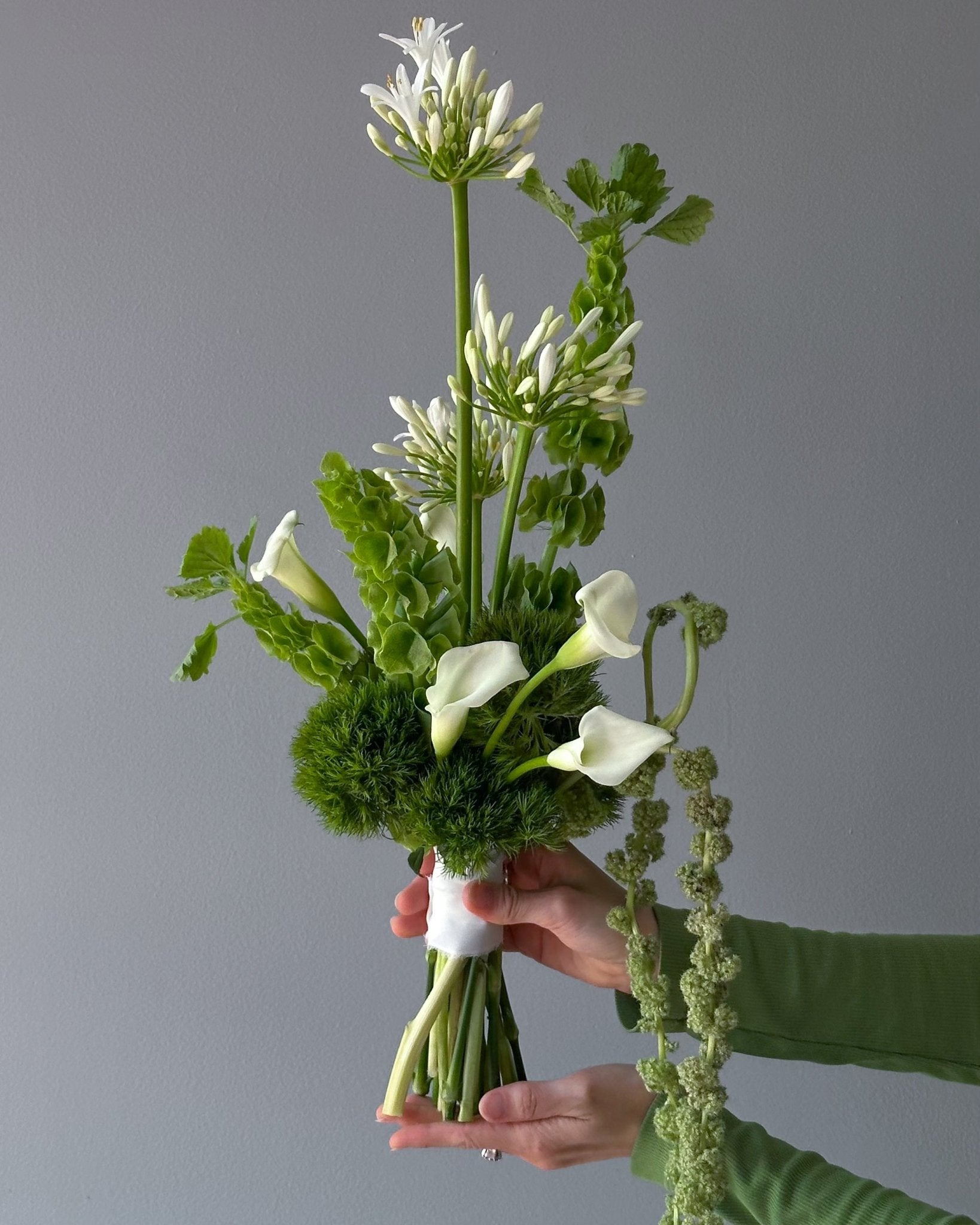 Wedding Bouquet “Verdant” - calla lilies, agapanthus, green blooms - All Me Flowers