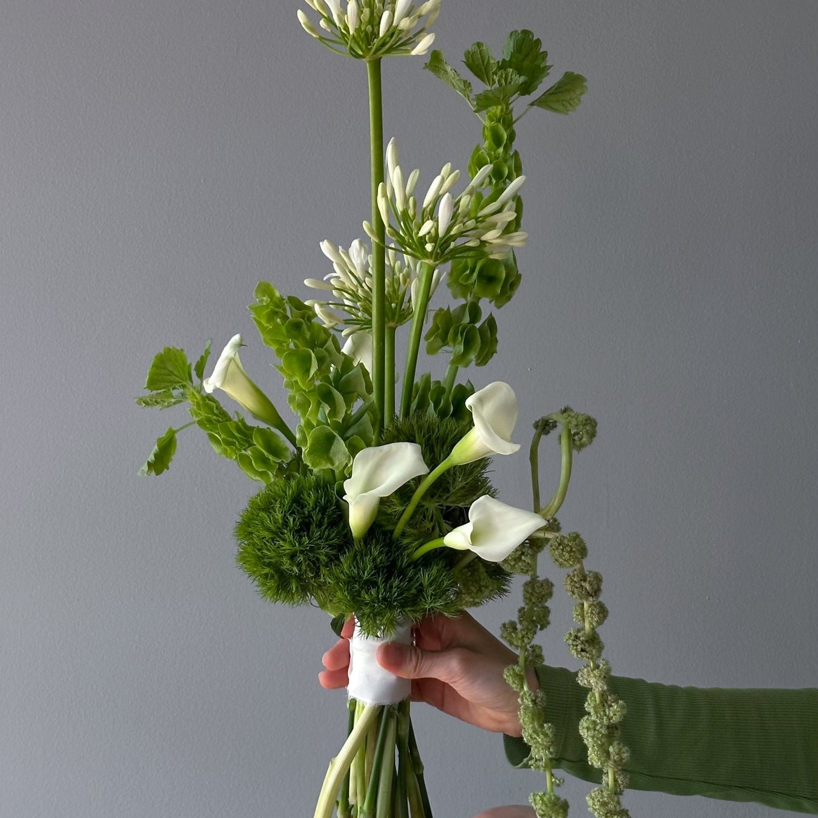 Wedding Bouquet “Verdant” - calla lilies, agapanthus, green blooms - All Me Flowers