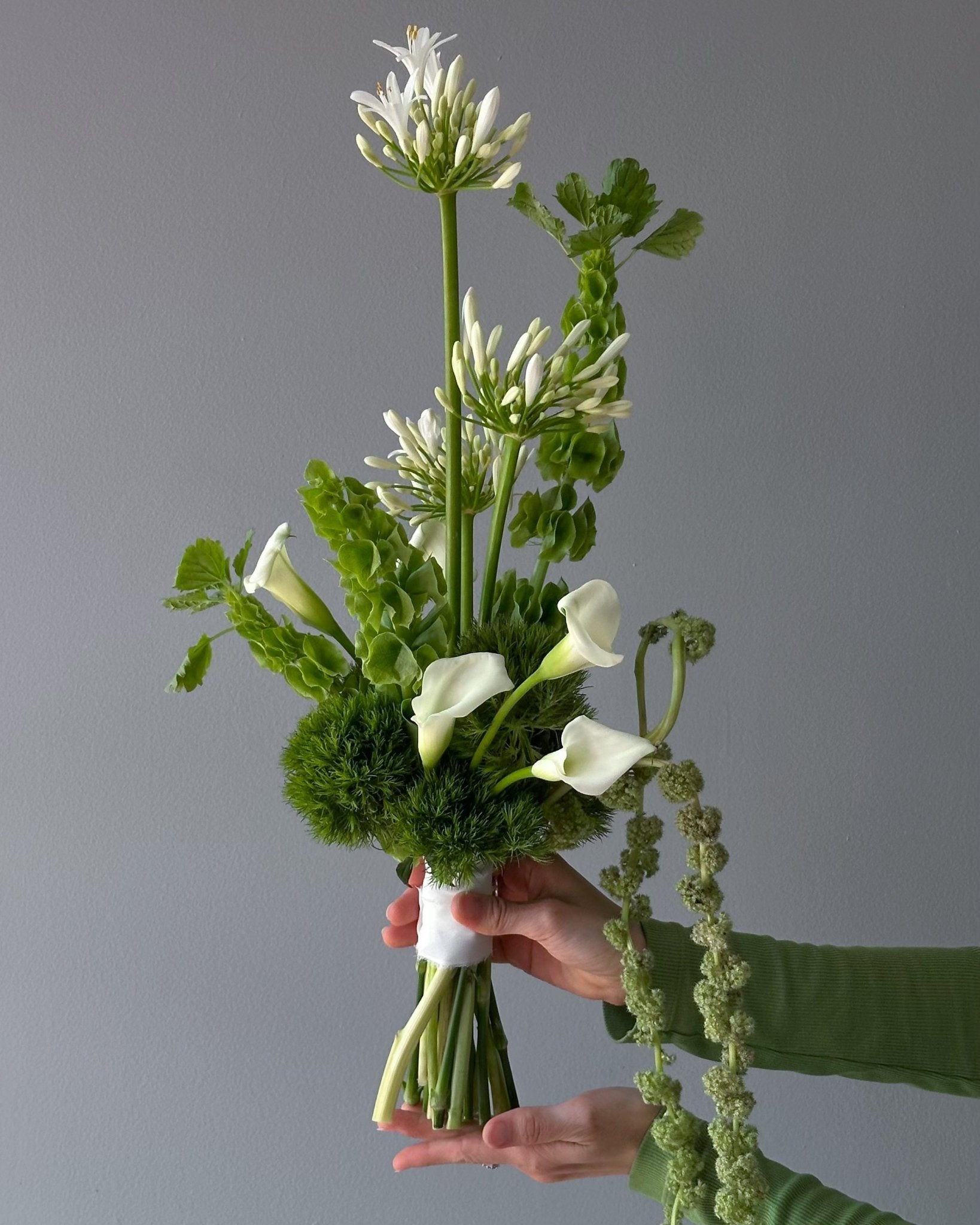 Wedding Bouquet “Verdant” - calla lilies, agapanthus, green blooms - All Me Flowers
